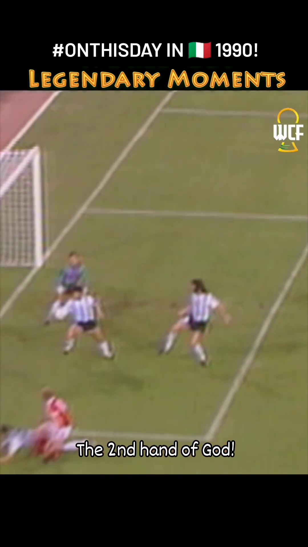 上帝的左手！马拉多纳在90世界杯上的一次手球拦截射门
